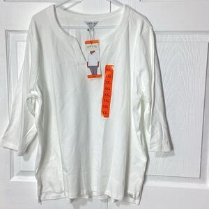 Orvis White 3/4 Sleeve Top Pima Cotton XXL NWT